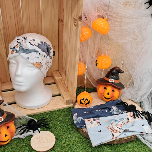 Stirnband, Kinder, Motive, mitwachsend, Halloween, Limited edition, mit Knoten, ohne Knoten